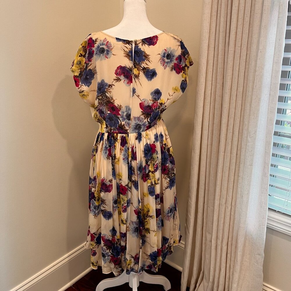 Boden Women's Floral Dress Sz 6R Timeless Lined Cap Short Sleeve Spring Cream - Picture 4 of 11